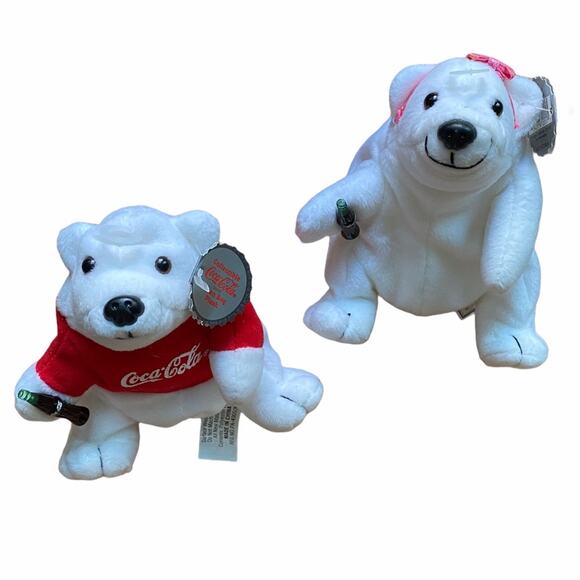 Coca Cola #0110 and #0112 2-ct Polar Bears Plush - Picture 1 of 5